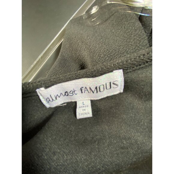 Black Wrap Style Dress With Ruched Side Detail‎ By Almost Famous Size L - Picture 4 of 7